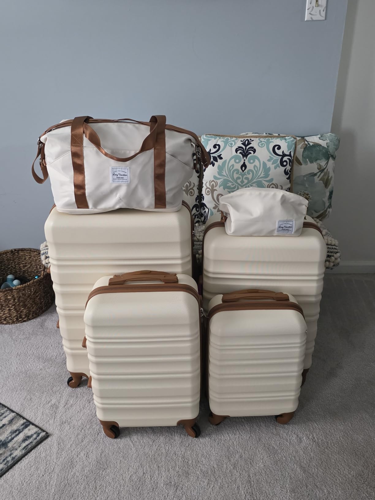 LONG VACATION Luggage Set 6 Piece Luggage ABS hardshell TSA Lock Spinner Wheels Luggage Carry on Suitcase (NAVY, 6 piece set) customer photo 2