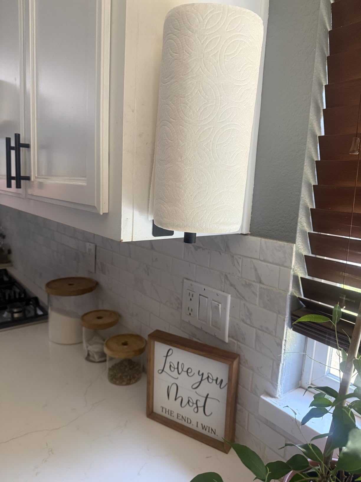 Paper Towel Holder Under Cabinet, Self-Adhesive or Drilling, Gold customer photo 1
