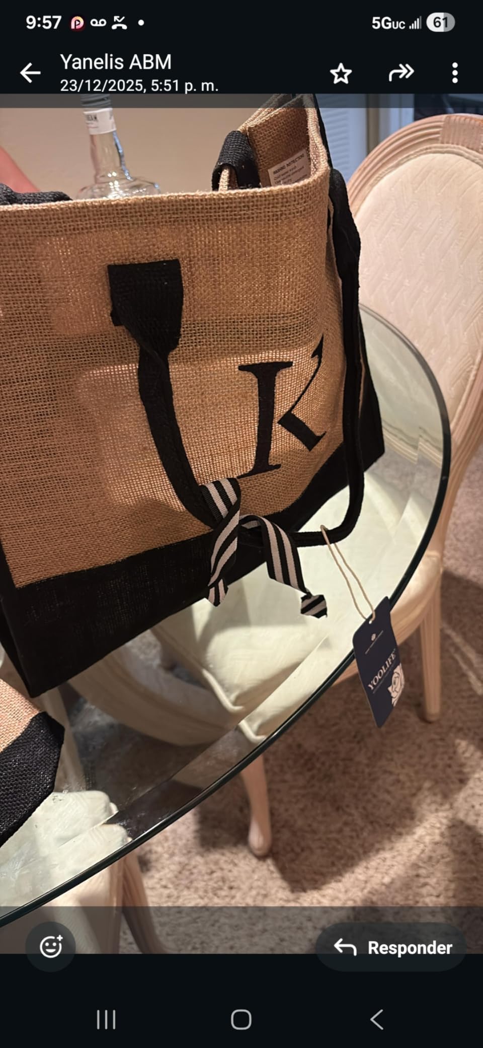 YOOLIFE Personalized Gifts for Women, Initial Jute Tote Bag & Makeup Bag customer photo 1