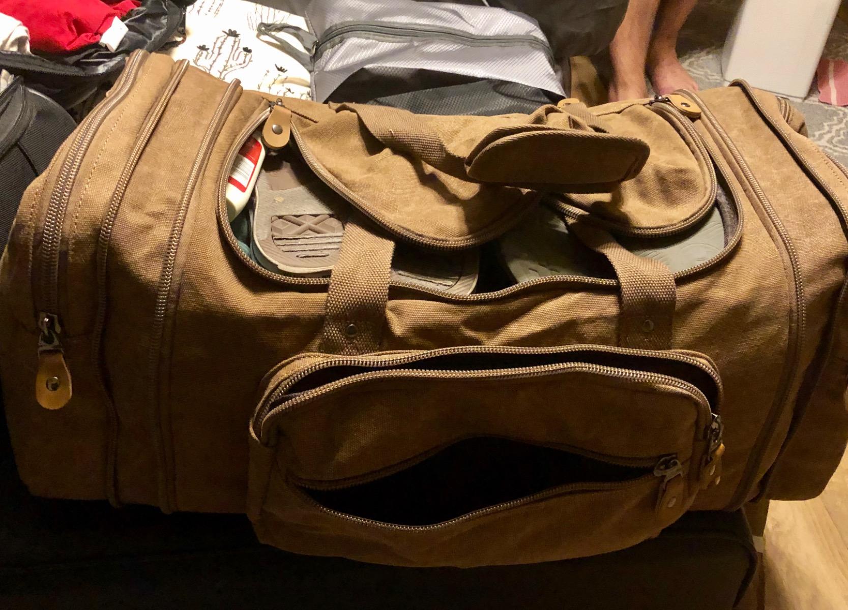 Gonex Canvas Duffle Bag, Expandable 60L Travel Overnight Weekender Bag customer photo 2