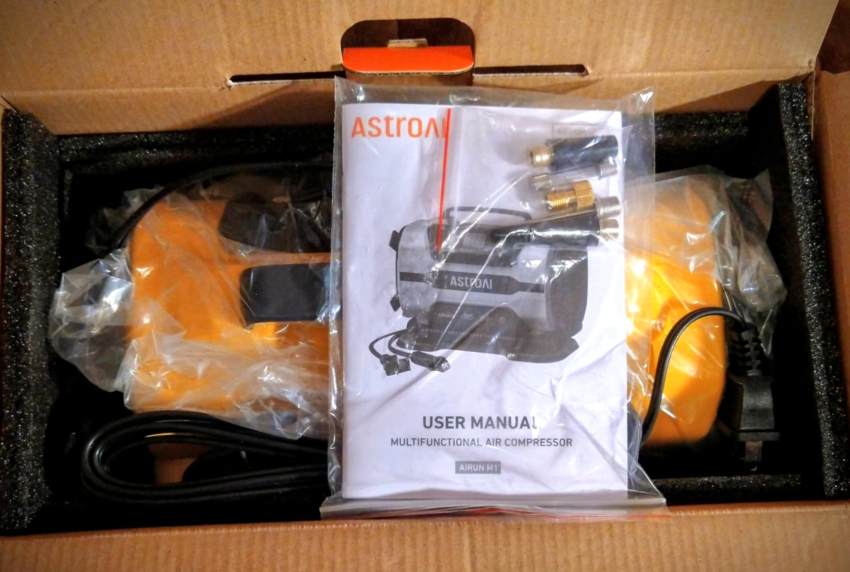 AstroAI Tire Inflator Portable Air Compressor, 12V DC/120V AC Dual Power | Fast-Inflating Air Pump with Dual Metal Motors, 150PSI Digital Gauge for Car, SUV, Bike Tires & Air Mattresses, Yellow customer photo 1