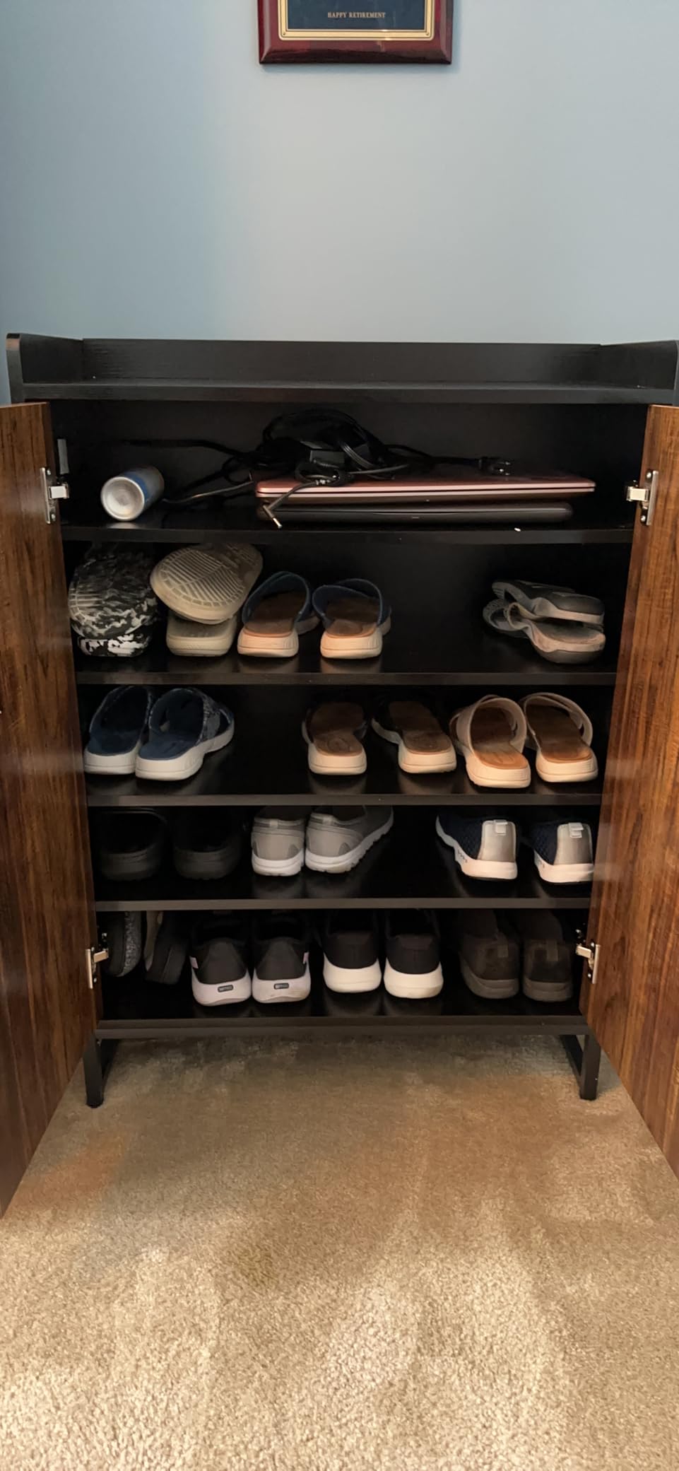 Tribesigns Shoe Cabinet with Doors, 5 Tiers Shoe Storage Cabinet for Entryway, 25 Pairs Wooden Shoe Cabinets, Modern Shoe Organizer Storage for Living Room, Bedroom, Hallway, Closet, White customer photo 1