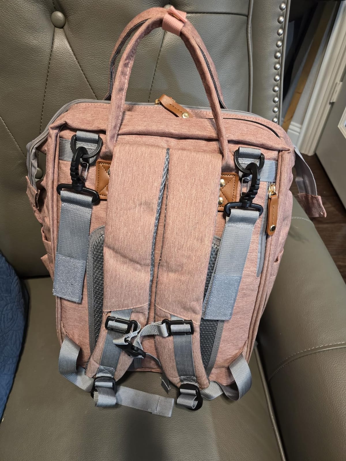 Astro alan Baby Diaper Bag with Changing Station, Waterproof Diaper Bag Backpack for Moms Dads with USB Charging Port, Baby Shower Gifts, Baby essentials,Grey customer photo 2