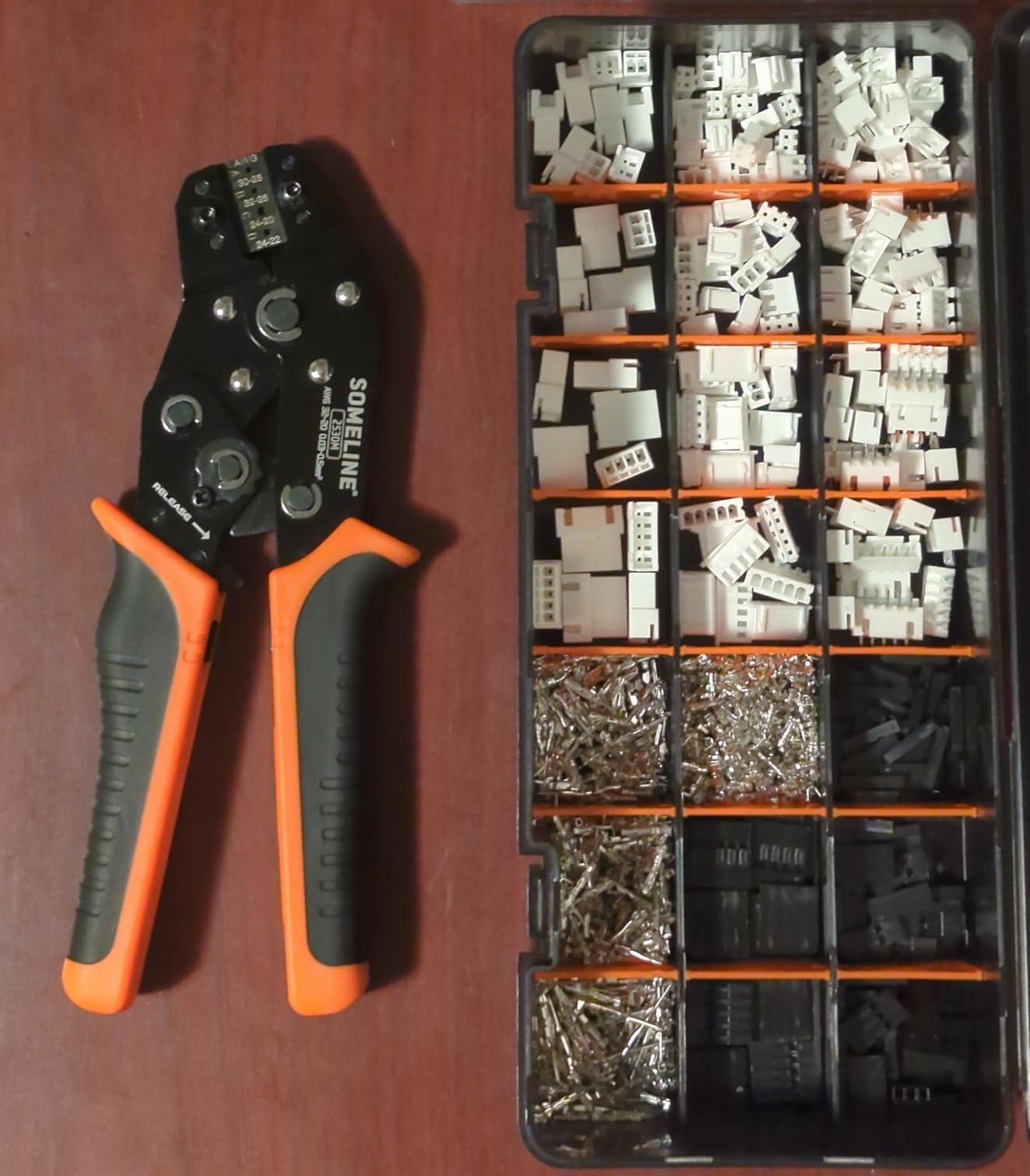 SOMELINE Crimp Tool Connector Kit, JST-XH 2.5mm and Dupont 2.54mm Connector Set, 21 Types of Connectors, 30-20 AWG Ratcheting Crimper for JST Series,KF2510,Molex,AMP EI Series customer photo 2