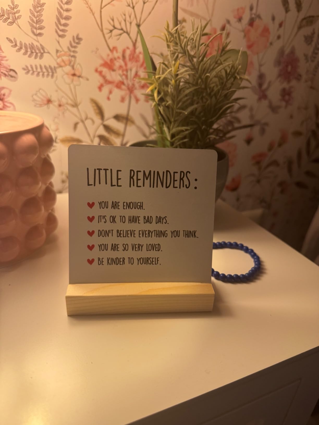 Inspirational Motivational Gift Wooden Sign,Mental Health Signs for College Girls, Self Love Gift, Little Reminders You are Enough Office Desk Decor for Women Men Desk Table Shelf customer photo 1