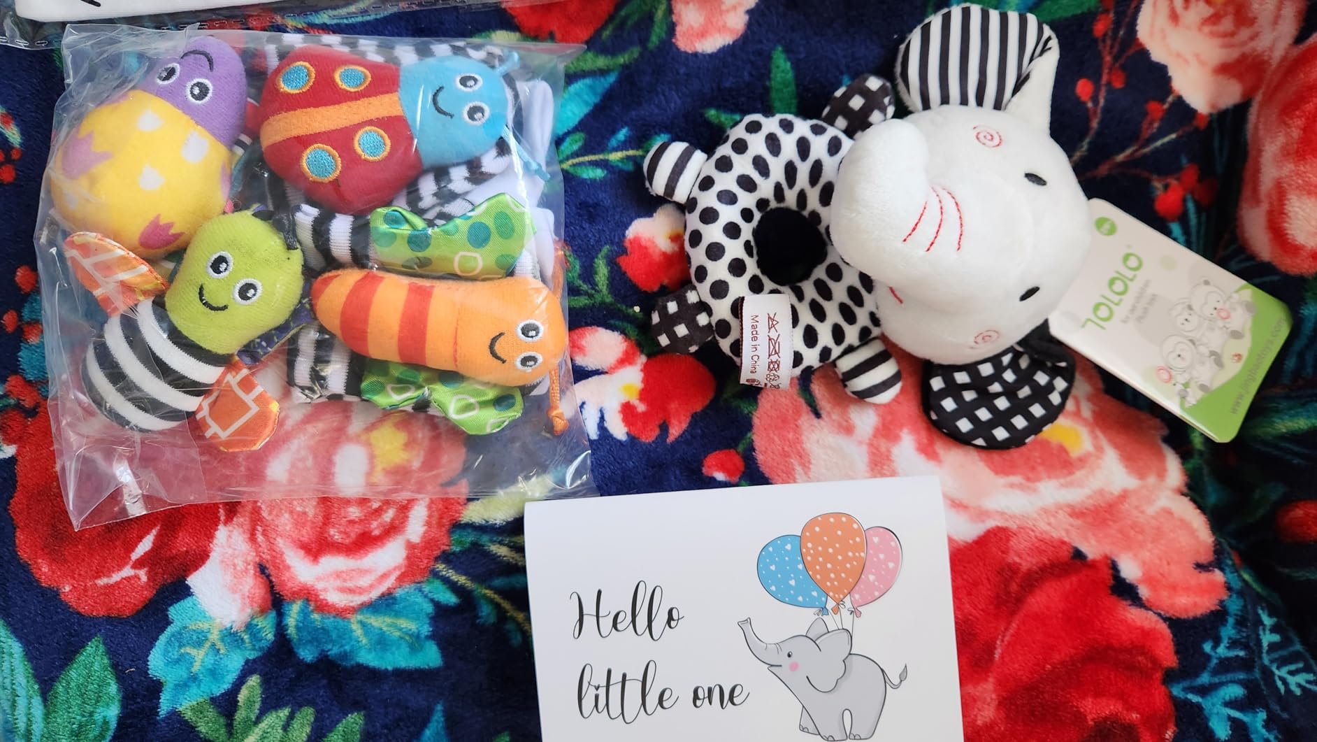 iAOVUEBY Baby Gift Set, Baby Shower Gifts, Black and White High Contrast Baby Toys 0-6 Months for Newborn Essentials Infant Rattle Socks Elephant Toys Blanket Onesies Baby Gift Basket for Girls Boys customer photo 2