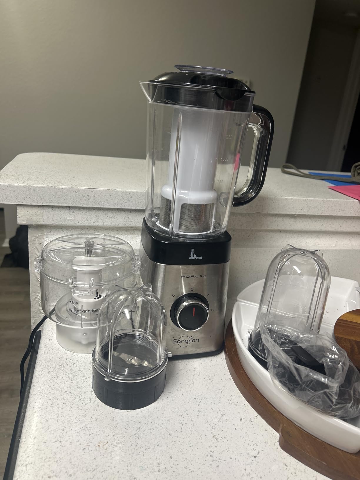 Sangcon Blenders and Food Processor Combo for Kitchen, 5 in 1 Blender for Shakes and Smoothies, Meat Chopped, Grinding & more, 40 oz Jar & 17oz Cup with To-Go Lid, Stainless Steel Silver customer photo 2