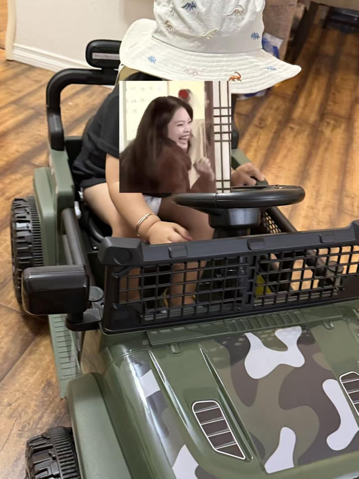 ELEMARA Ride On Car, Bluetooth Ride on Toys for Toddlers, 12V Kids Battery Powered Vehicles w/Remote, 3.5 mph Motorized Off-Road Truck, Electric Car for Kids w/3 Speeds,LED Lights- Olive customer photo 2