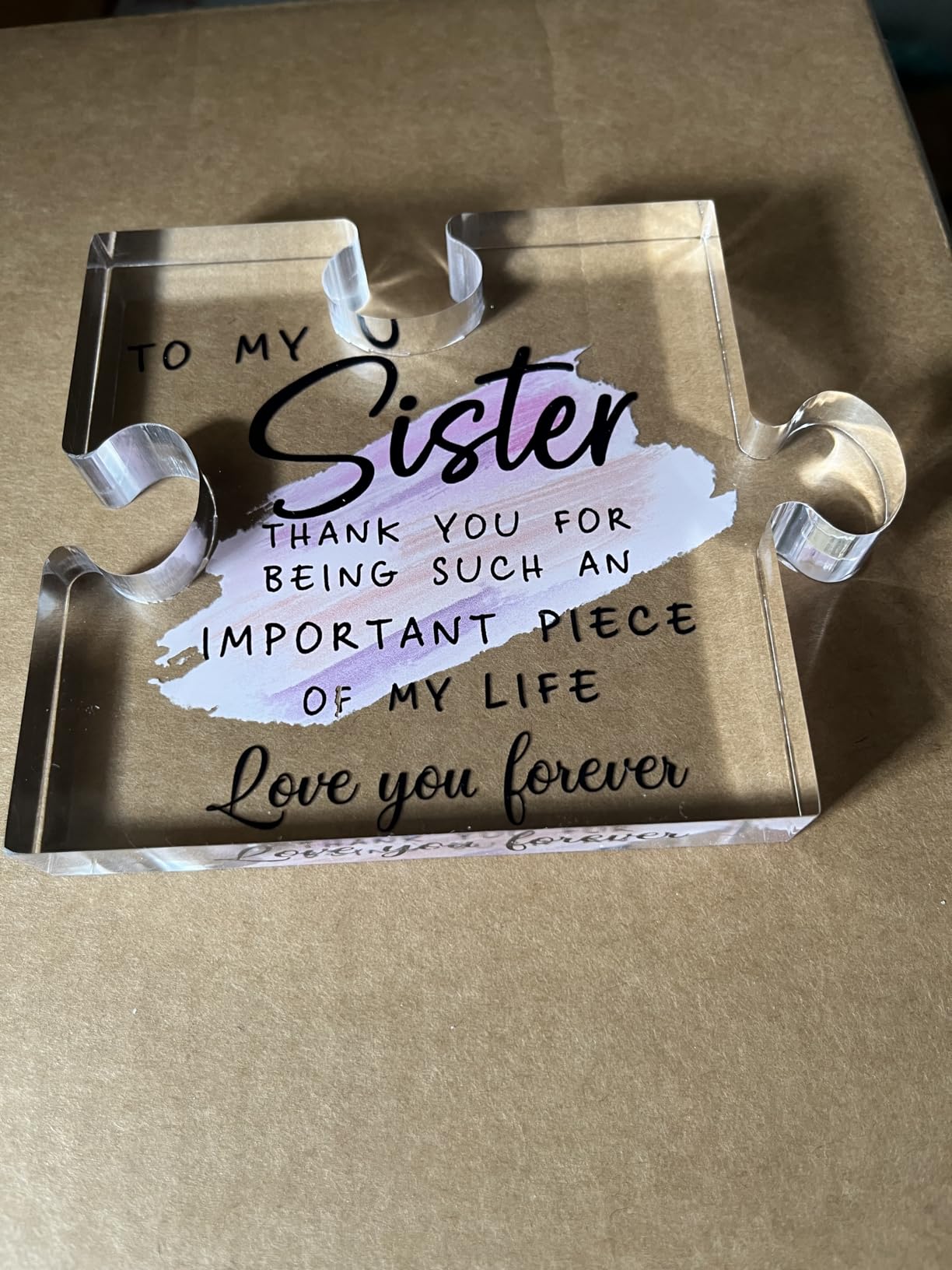 LukieJac Sister Gifts from Sister - Unique Sister Birthday Acrylic Puzzle-Shaped Plaque Desk Decorations Present for Big Sister Mothers Day Christmas Wedding from Sister Brother customer photo 2