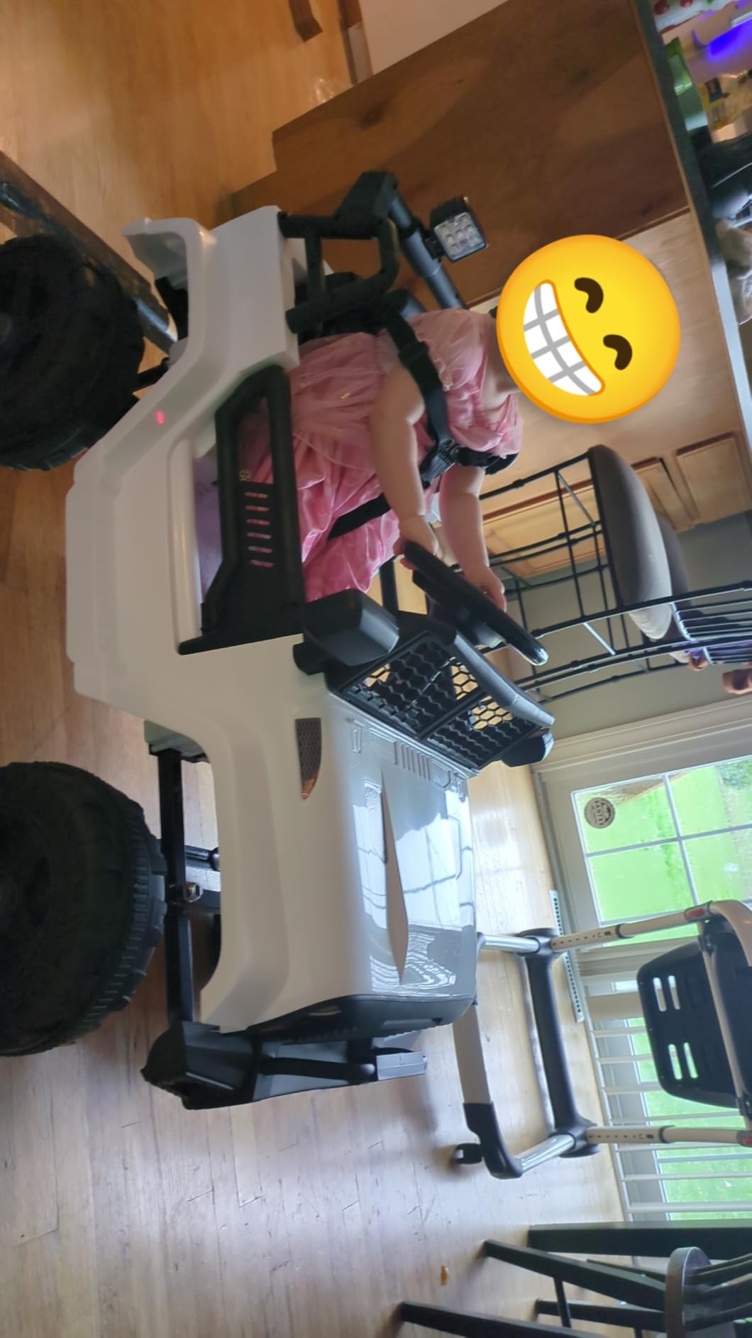 OLAKIDS Kids Ride On Truck, 12V Electric Vehicle Jeep Car with Remote Control, Toddlers Battery Powered Toy with 2 Speeds, Spring Suspension, Double Open Doors, LED Lights, Music, TF,USB, Mp3 (Garnet) customer photo 1
