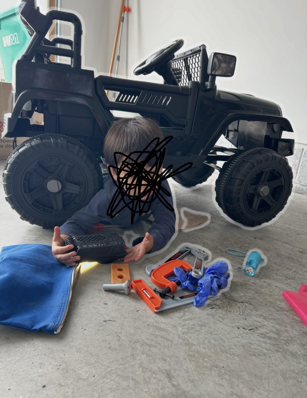 OLAKIDS Kids Ride On Truck, 12V Electric Vehicle Jeep Car with Remote Control, Toddlers Battery Powered Toy with 2 Speeds, Spring Suspension, Double Open Doors, LED Lights, Music, TF,USB, Mp3 (Garnet) customer photo 2