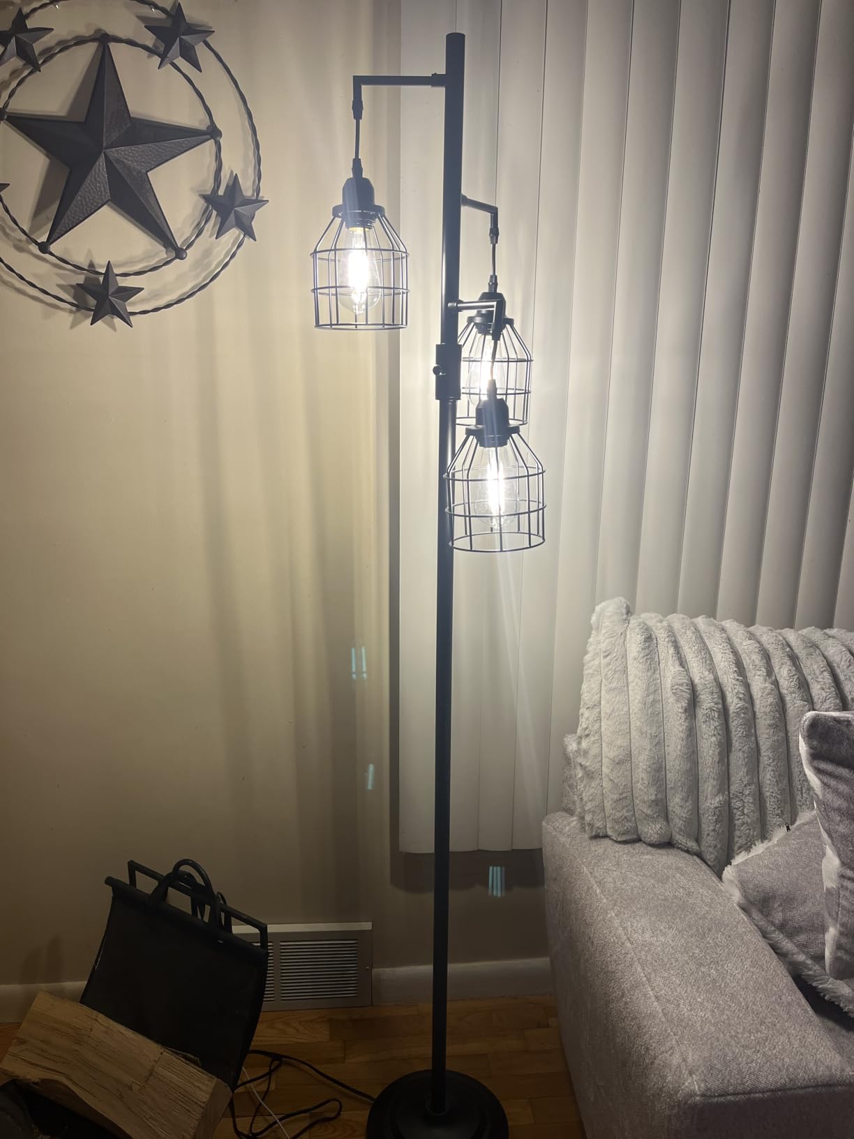 9MMML Floor Lamp for Living Room, Farmhouse Industrial Dimmable Floor lamp,3 Lights Metal Cage Tree Standing Lamp,68