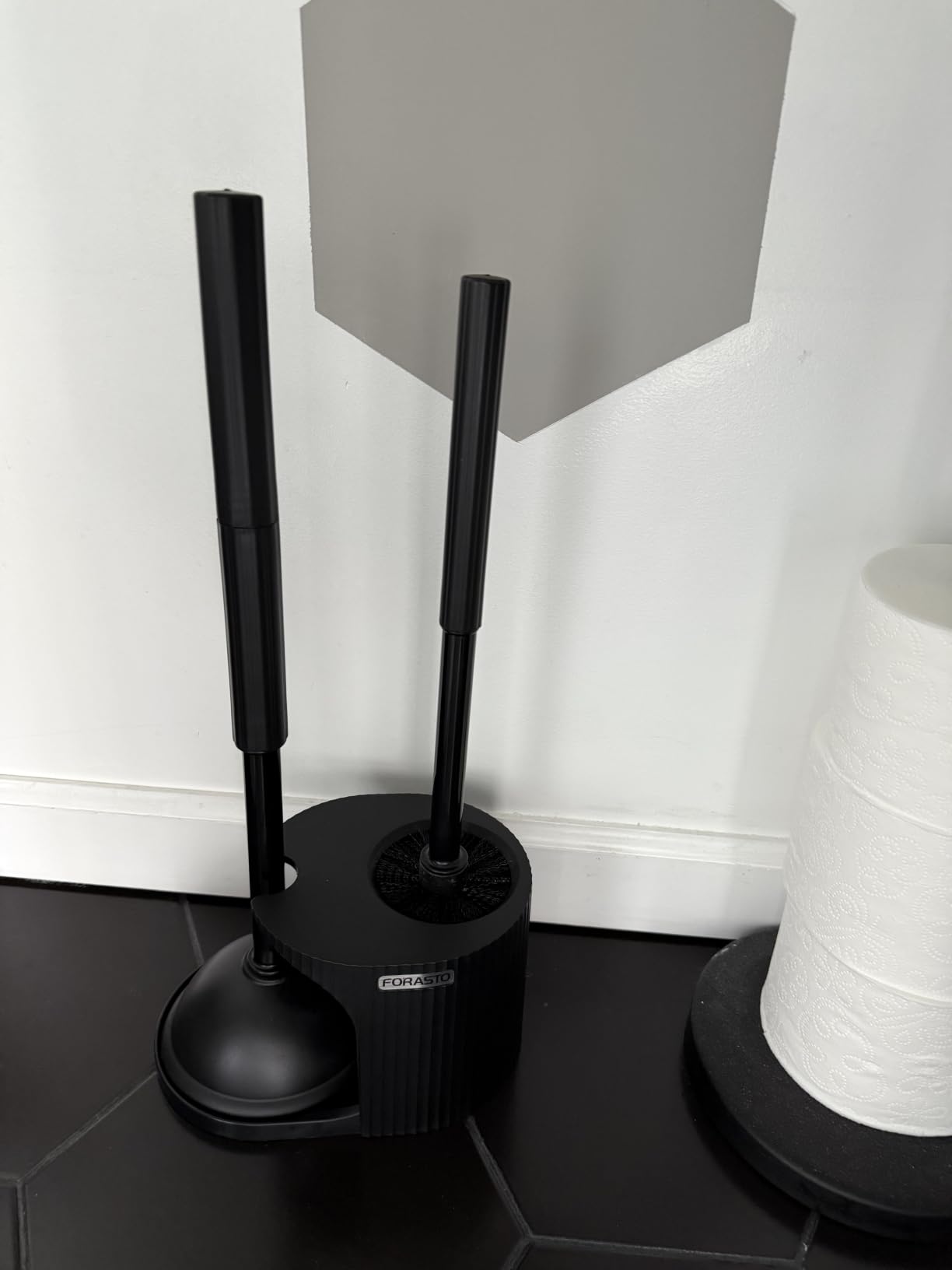 FORASTO 2in1 Toilet Brush and Plunger Set - Bathroom Bowl Holder Combo customer photo 2