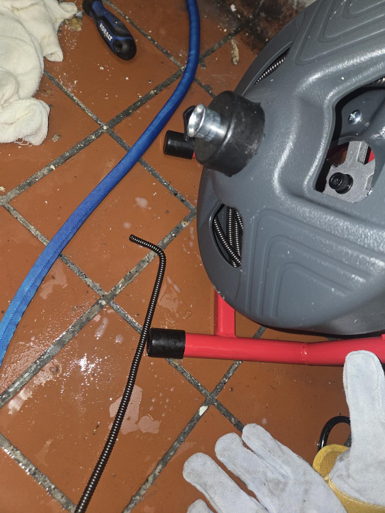 PIONEERWORKS 50Ft x 5/16 Inch Drain Cleaner Machine, Electric Drain Auger Professional for 3/4 to 3 Inch Pipes, Foot Switch with 6 Cutters, Glove, Drain Auger Cleaner Sewer Snake - DA04 customer photo 1