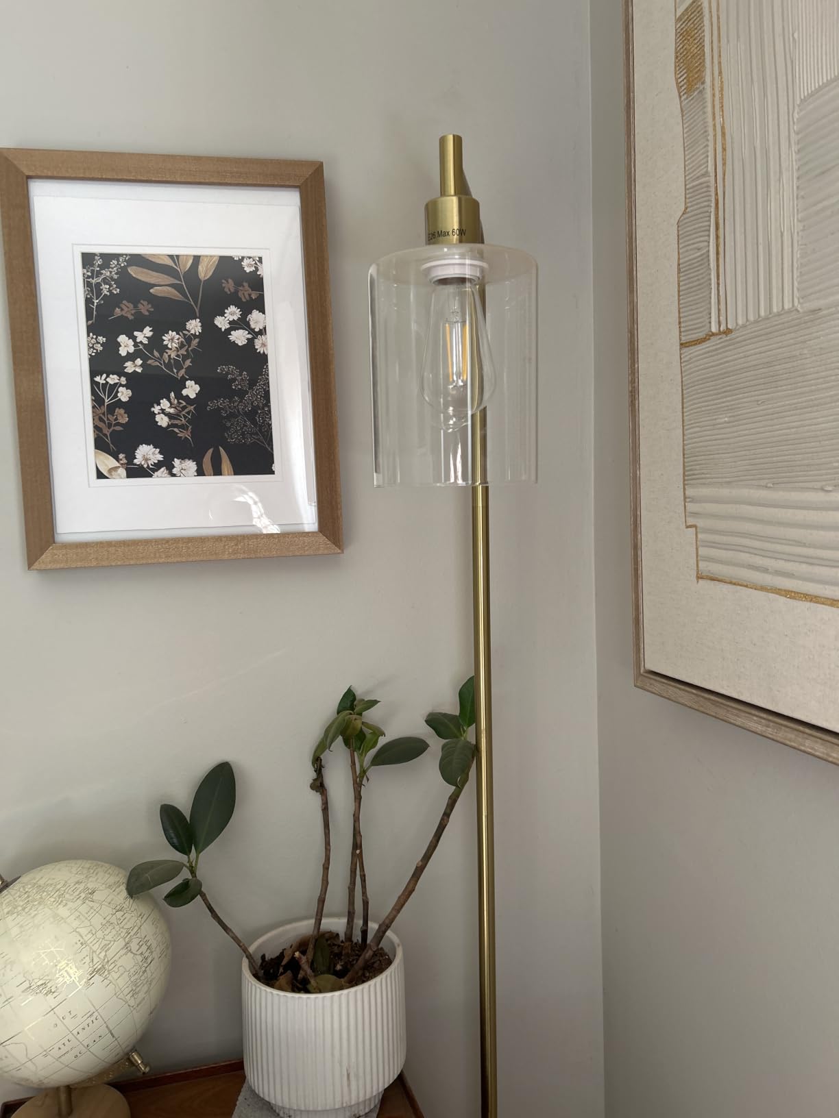Bosceos Oil Rubbed Brown Industrial Floor Lamp with Hanging Glass Shade customer photo 1