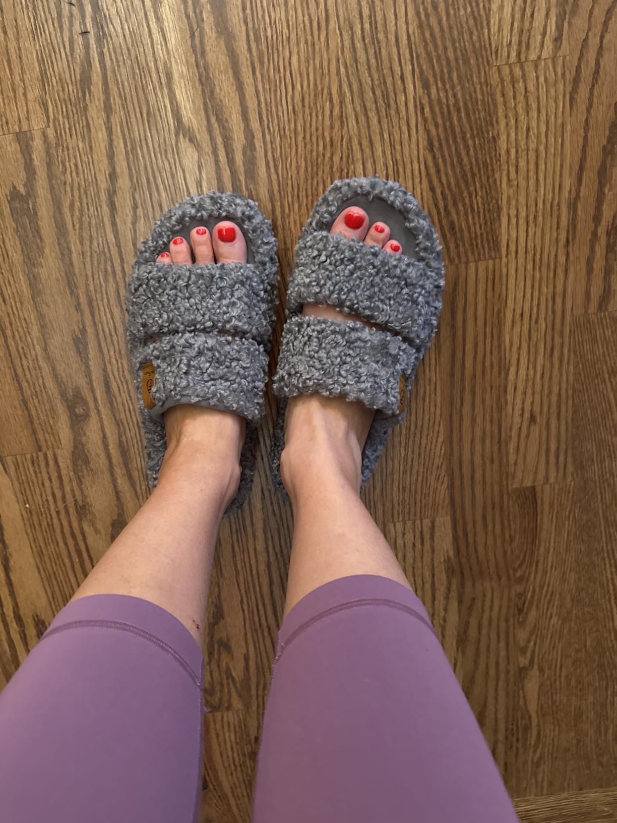 EverFoams Womens Fuzzy Open-toe Slippers Memory Foam Indoor House Shoes customer photo 1