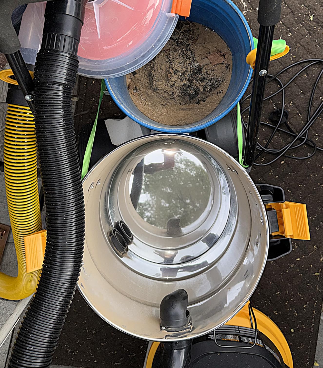 The Dustopper PRO, Low-Profile Dust Separator for Shop Wet/Dry Vacuums with at least 5HP. Includes High-Flow 90 Degree Sweep Elbows and Connection Hose. Fits Standard 5 Gallon Buckets, Made in USA customer photo 1