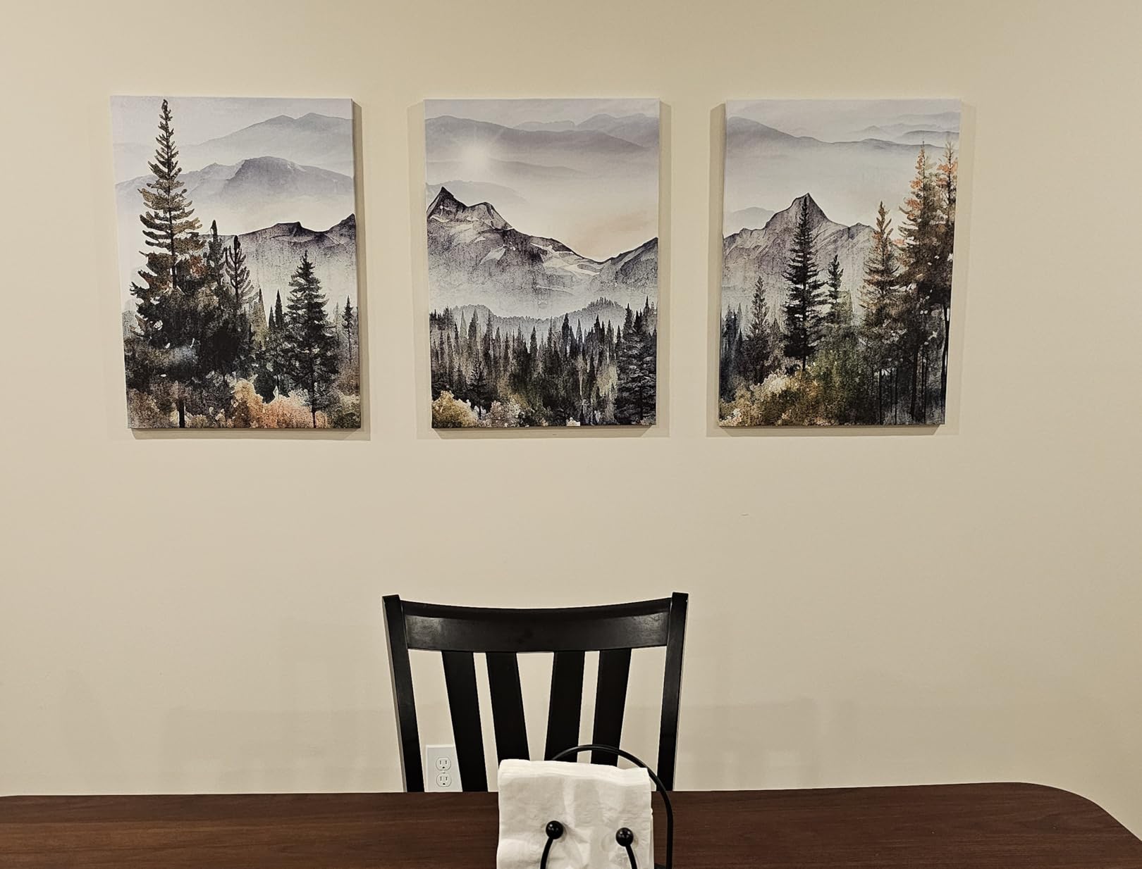MHARTK66 3 Piece Framed Canvas Art Prints Wall Art for Living Room Modern Wall Decor for Bedroom Office Decor Abstract Mountain Forest Landscapes Ink Painting Ready to Hang Wall Pictures Home Decor customer photo 1