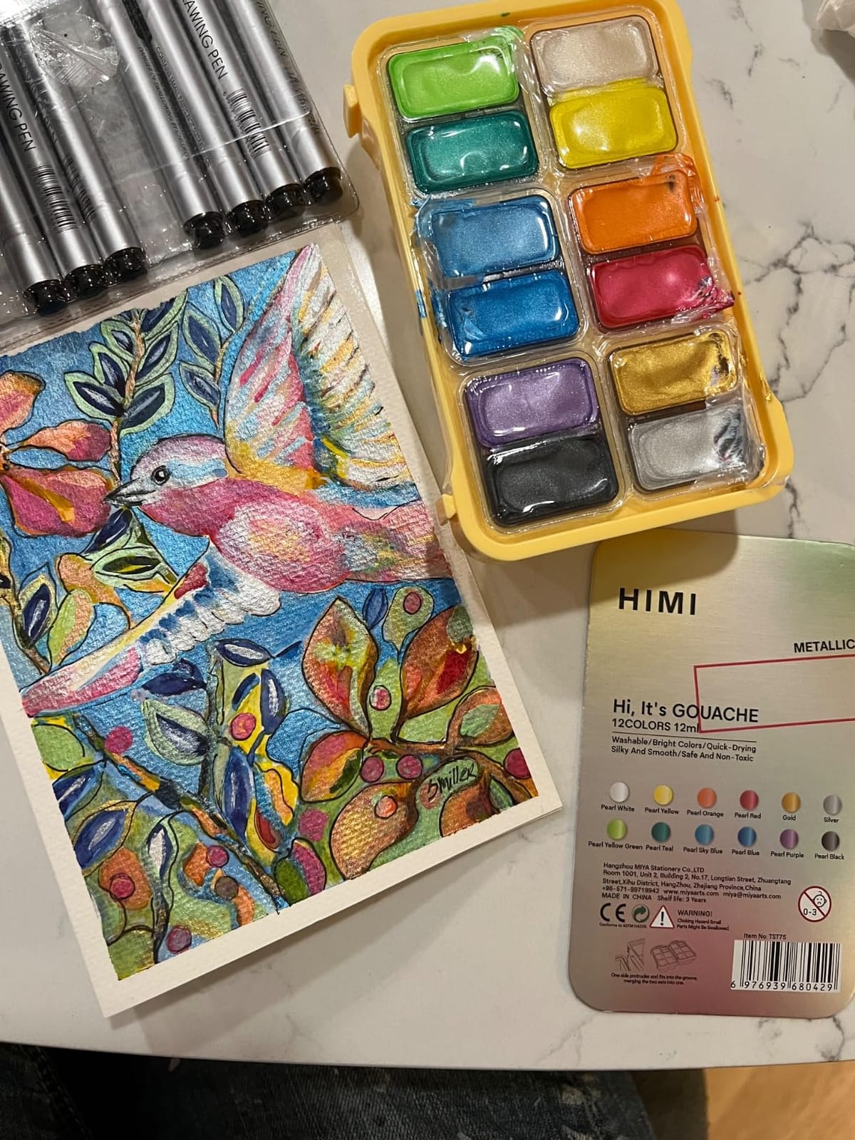 HIMI Metallic Jelly Gouache Paint Set, 12 Colors 12g, Jelly Cup Design, Travel carry, Gouache Paint Non Toxic for Canvas and Paper, Art Supplies for Professionals and Beginner customer photo 1
