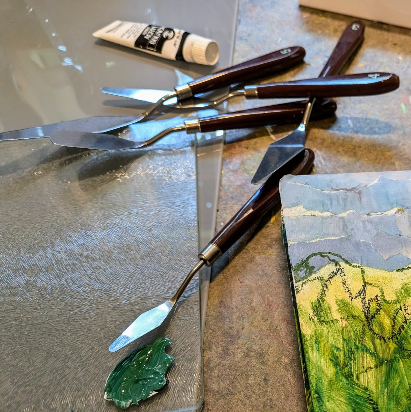 5pcs Palette Knife,Stainless Steel Spatula Palette Knife set, Pallet Knife,Painting Knives,Oil Painting Accessories for Oil, Canvas, Acrylic Painting By EGYPAMID customer photo 2
