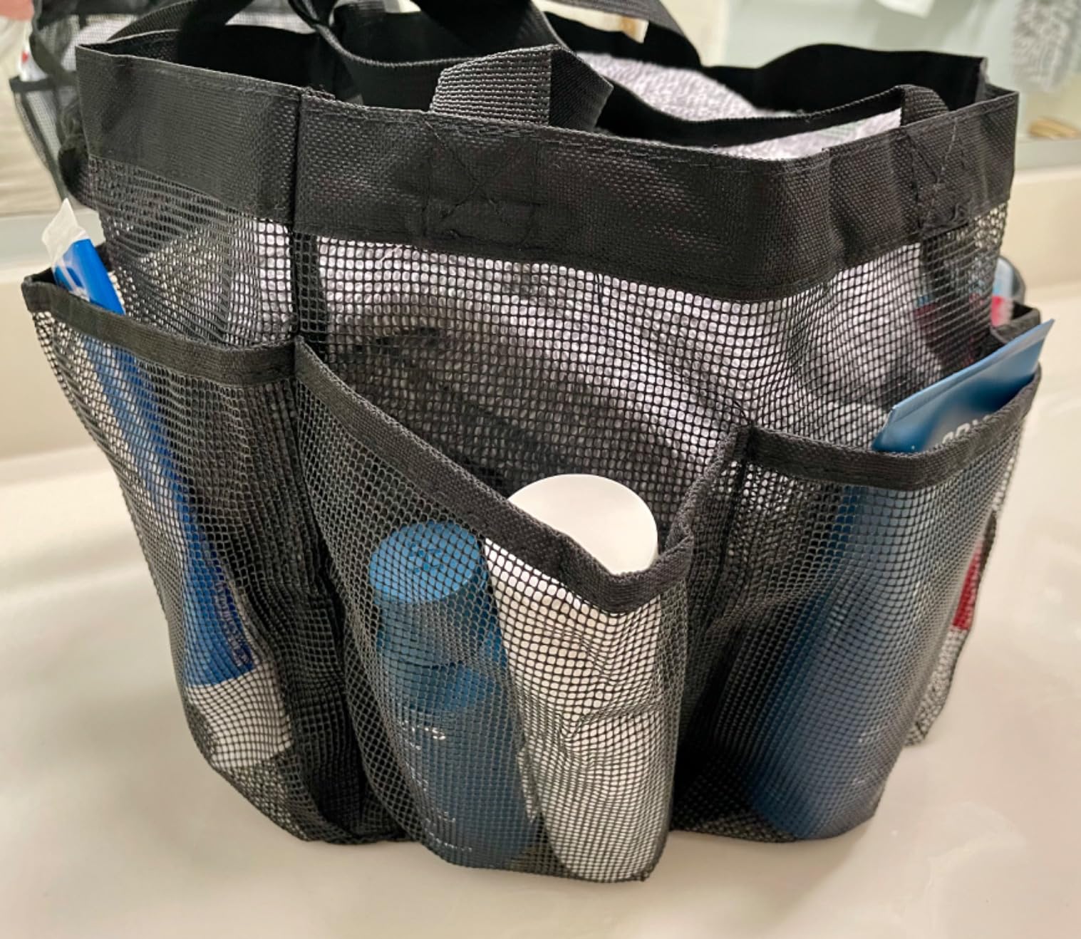 Fammart Mesh Shower Caddy Portable for College Dorm Room Essentials, Odorless Polyester Large Shower Tote Bag with Dual Handles, 8-Pocket Quick-Dry Toiletry Organizer for Travel, Beach, Camping, Gym customer photo 1