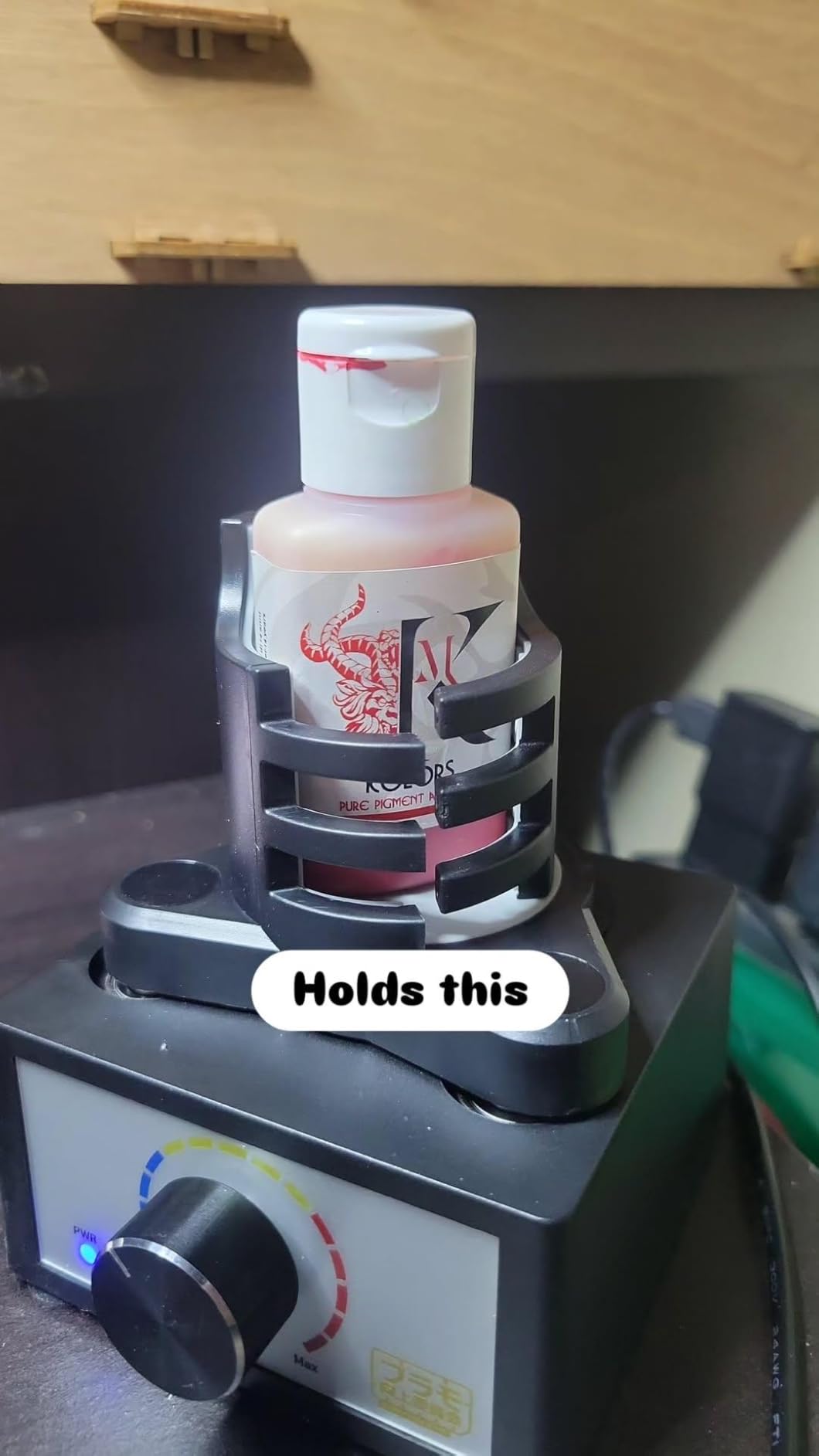 Model Vortex Paint Shaker Mixer, 0-2400RPM | Max.100mL, hands-free clamp, for hobby paints, nail polish, pigments, glue adhesives, lab use, 100 mixing balls included customer photo 2