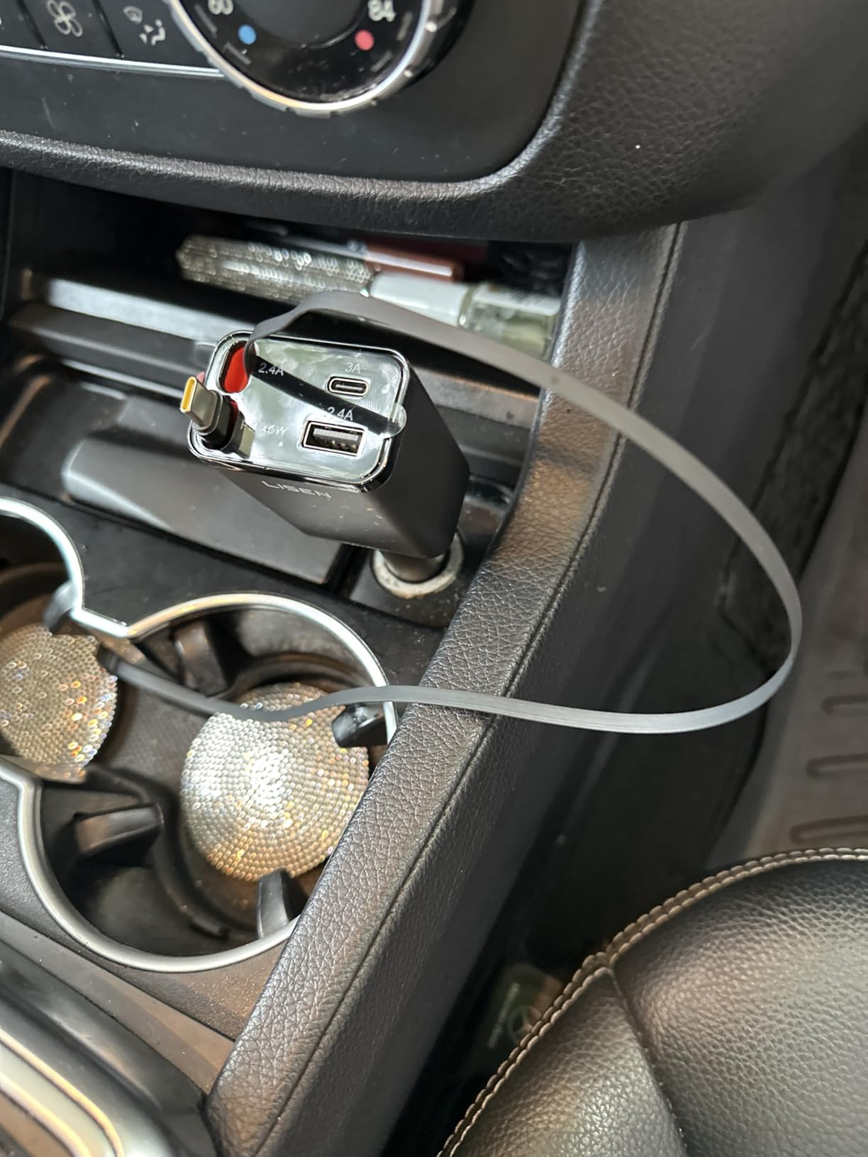 LISEN Retractable Car Charger, 84W Car Charger USB C Fast Charge, 4 in 1 customer photo 2