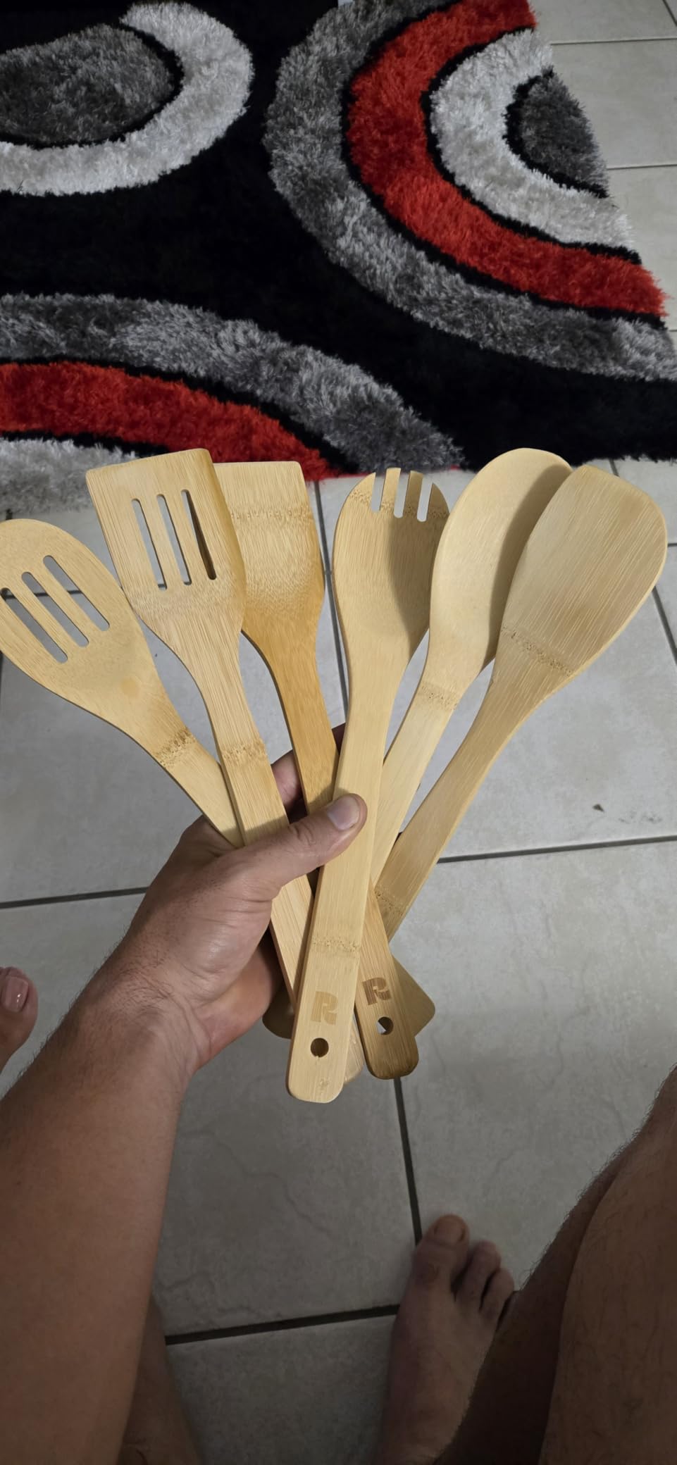 Riveira Dark Bamboo Wooden Spoons for Cooking 6-Piece, Apartment Essentials Wood Spatula Spoon Nonstick Kitchen Utensil Set Premium Quality Housewarming Gifts for Everyday Use customer photo 2