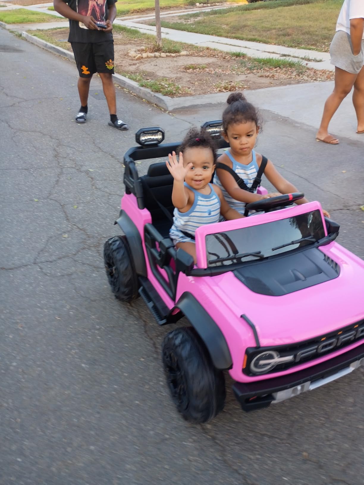 ENYOPRO 24V Ride On Toys for Big Kids, Licensed Ford Bronco Raptor 2 Seater Kids Electric Vehicle, Battery Powered Ride On Car Jeeps w/Remote Control, Bluetooth, LED Lights, 4.4 MPH for Ages 3+, Pink customer photo 2