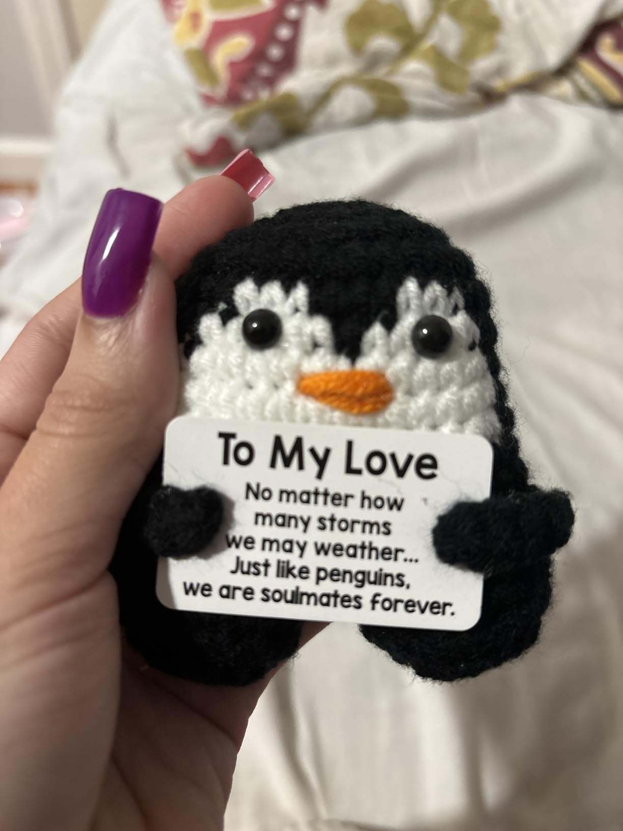 Gifts for Him Her Boyfriend Girlfriend, To My Love Handmade Crochet Mini Penguin Anniversary Birthday Gifts for Women Men, Romantic Valentines I Love You Gifts for Wife Husband Couples Christmas customer photo 1