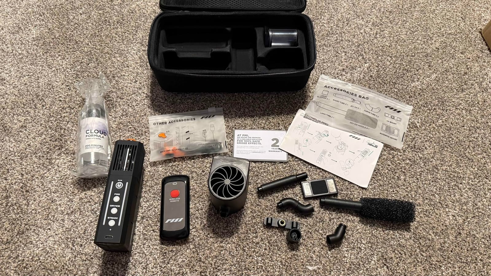 PMI SmokeNINJA PRO HAZER KIT - Portable Fog Machine with Bluetooth, Upgraded Anti-Leak Fog Chamber, 3rd-Gen Haze Nozzle, 3-Min Continuous Output, USB-C Powered for Cinematic, Studio & Event Use customer photo 2