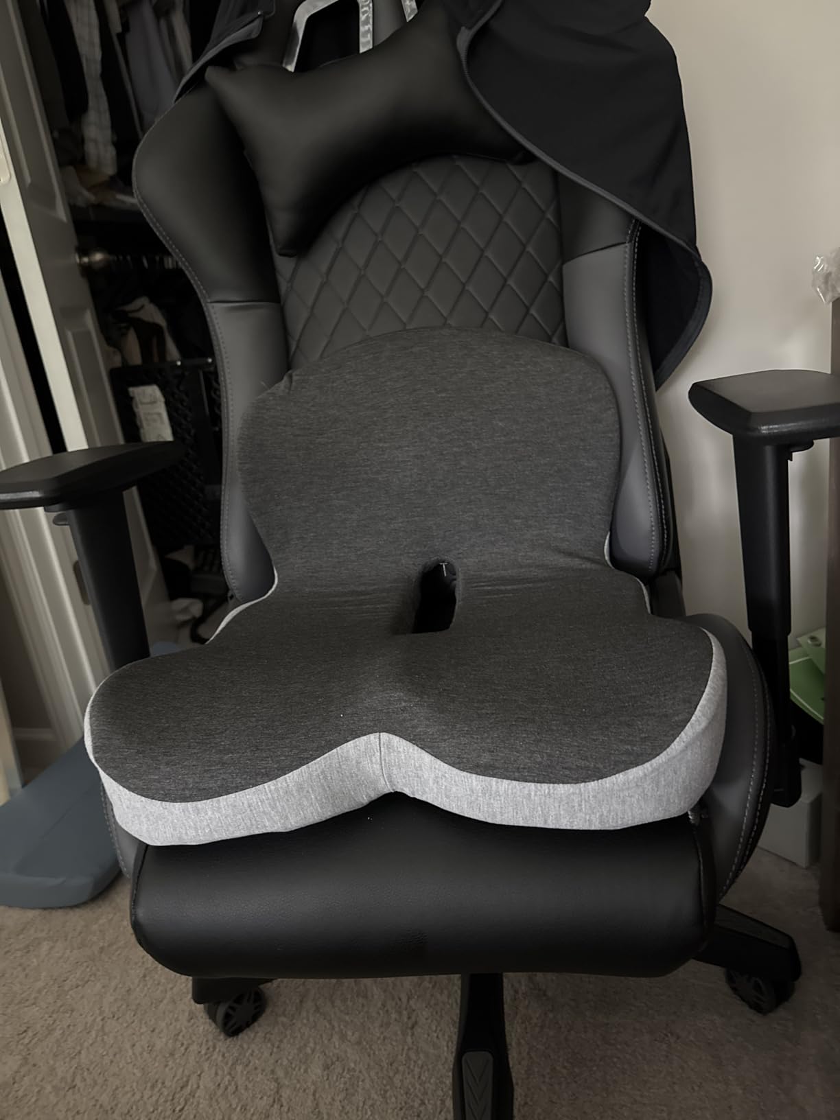 SAMLOO Seat Cushion Memory Foam Pads for Truck Driver Office Chair Cushion Home Chair Cushion Car Non Slip Pad Sitting Ergonomic Cushions for Office Workers Car Drivers (Dark Grey) customer photo 2