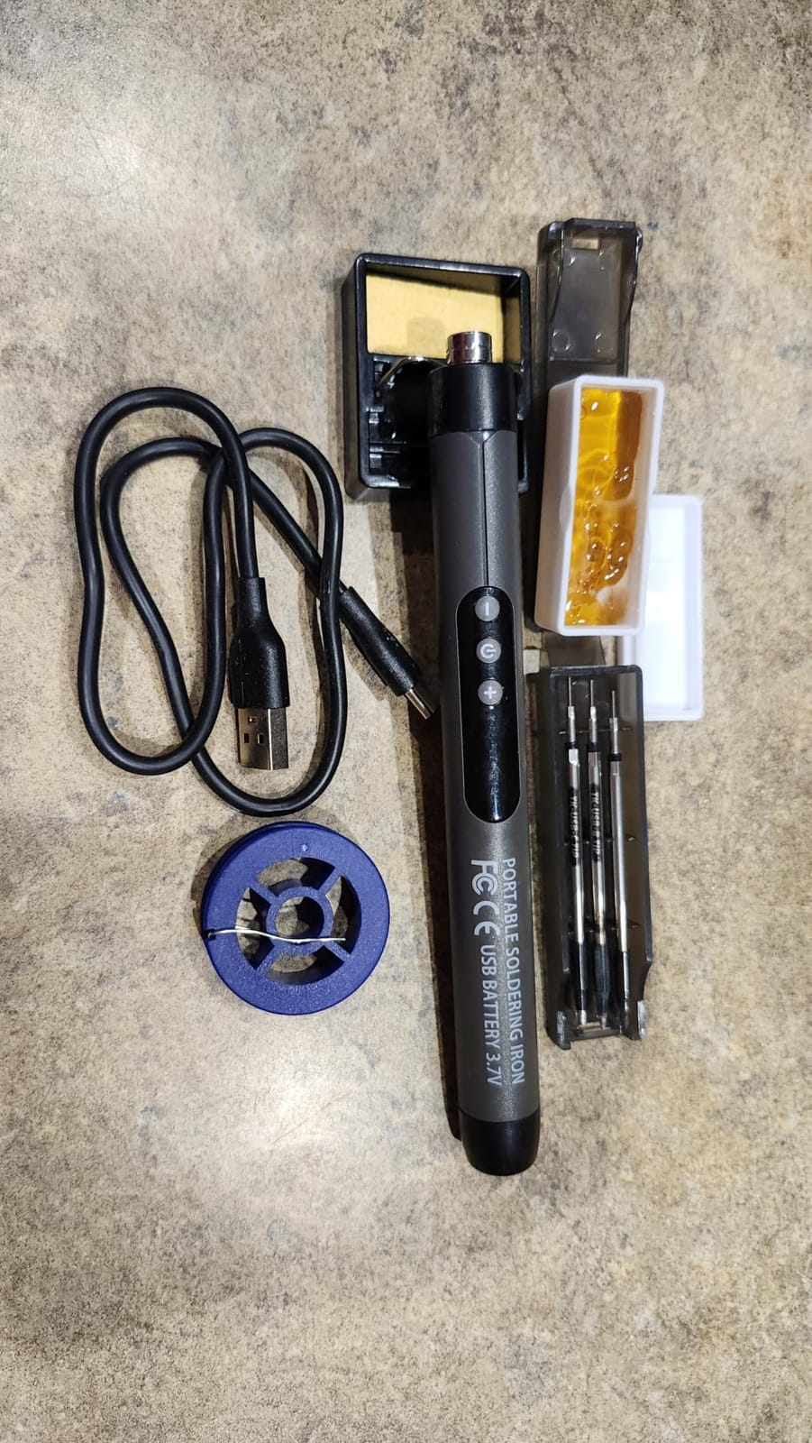 Mini Cordless Soldering Iron Kit for Home Appliance Repair, DIY | USB Rechargeable Portable Cordless Soldering Iron, LCD Digital Adjustable Temperature Thermostatic Soldering Gun, Grey customer photo 2