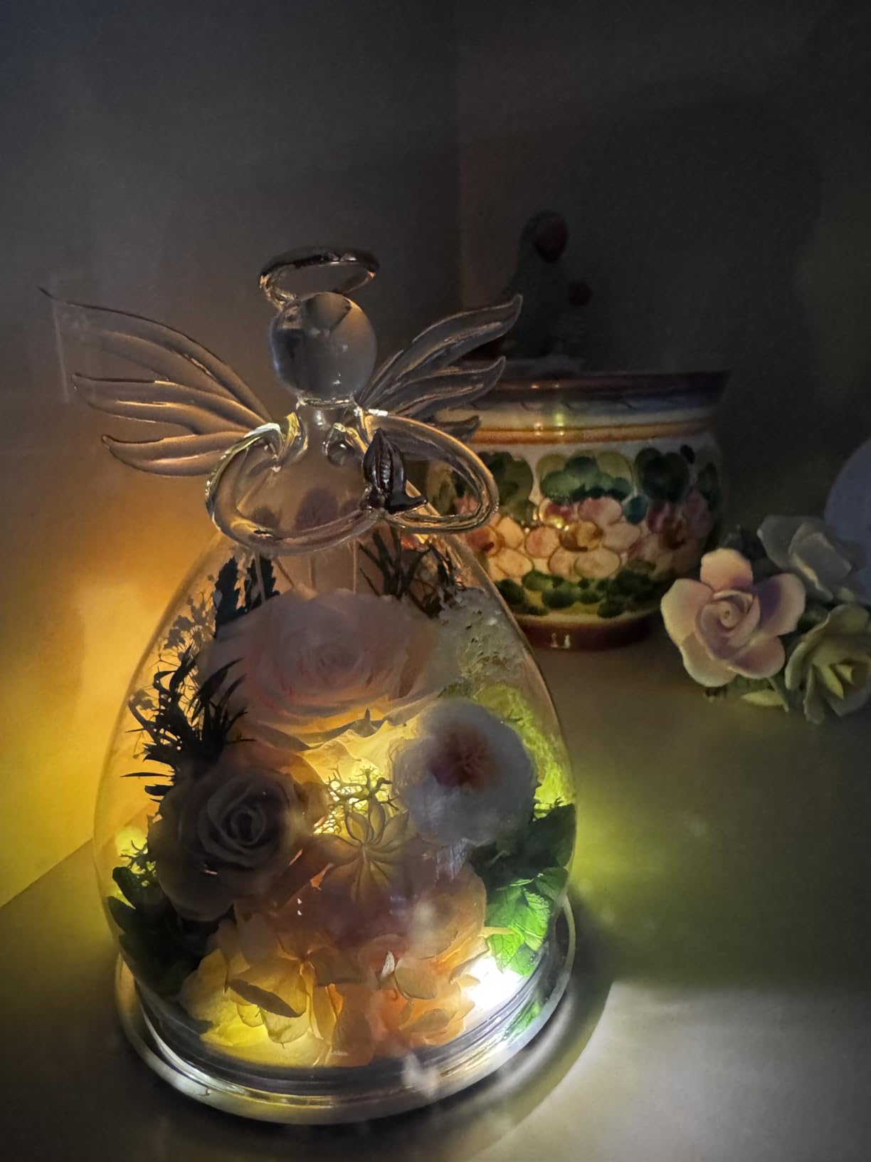 Gifts for Mom Birthday Gifts for Women Preserved Rose Forever Flower in Glass Angel Figurines Fresh Flowers for Delivery Anniversary Real Colorful Roses for Grandma Her Wife Mothers from Daughter customer photo 1