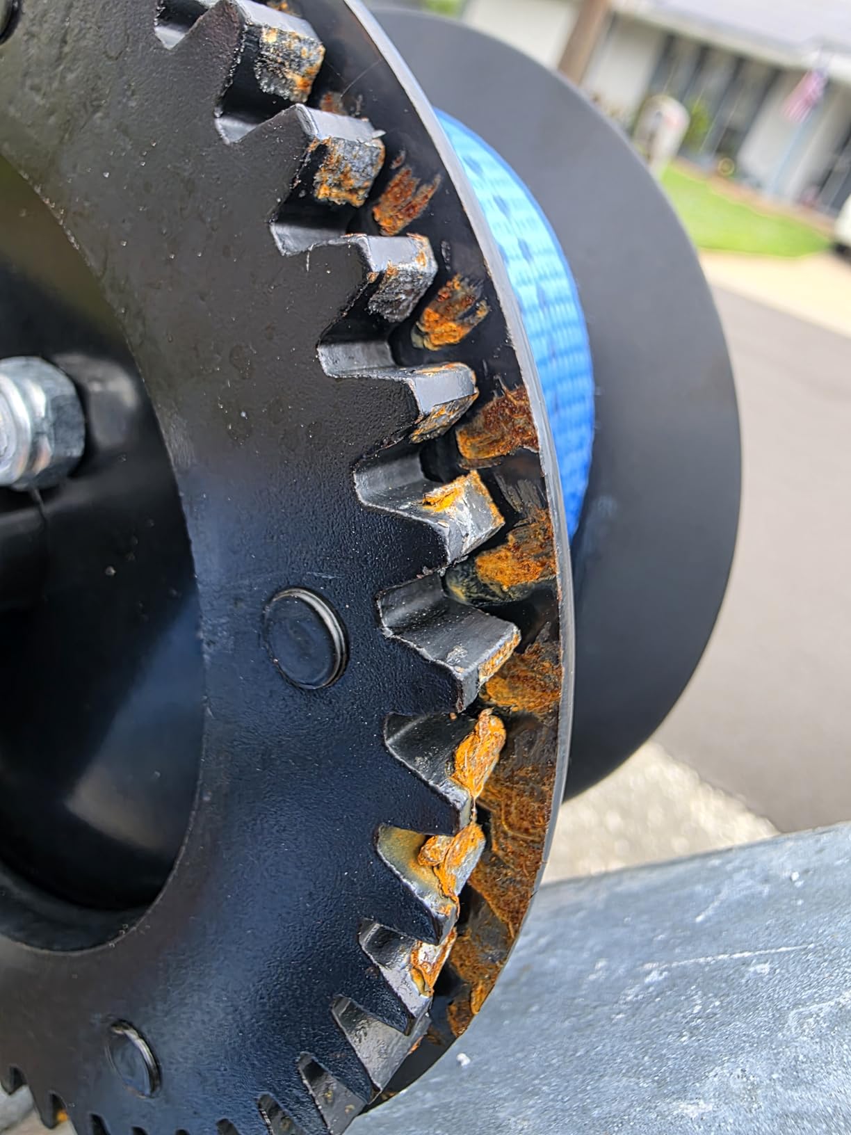 Kolvoii 3500 lb Boat Trailer Winch, 33 ft Strap, 2-Speed 4:1/8:1, Blue customer photo 2