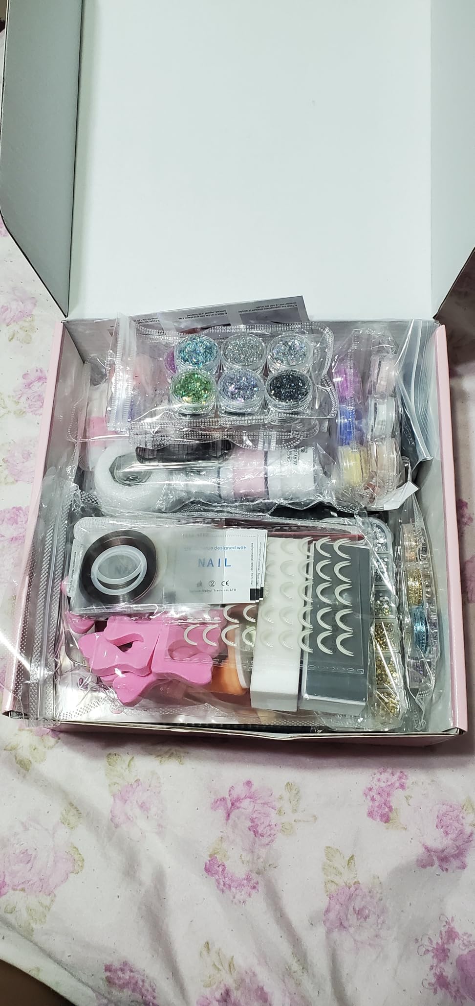 Acrylic Nail Kit with Everything: Beginners Set with Drill - Professional Acrylic Powder Glitter Monomer False Tips Top Base Coat Starter Kit - Full Decorations Nail Supplies for Nail Extensions Gift customer photo 1