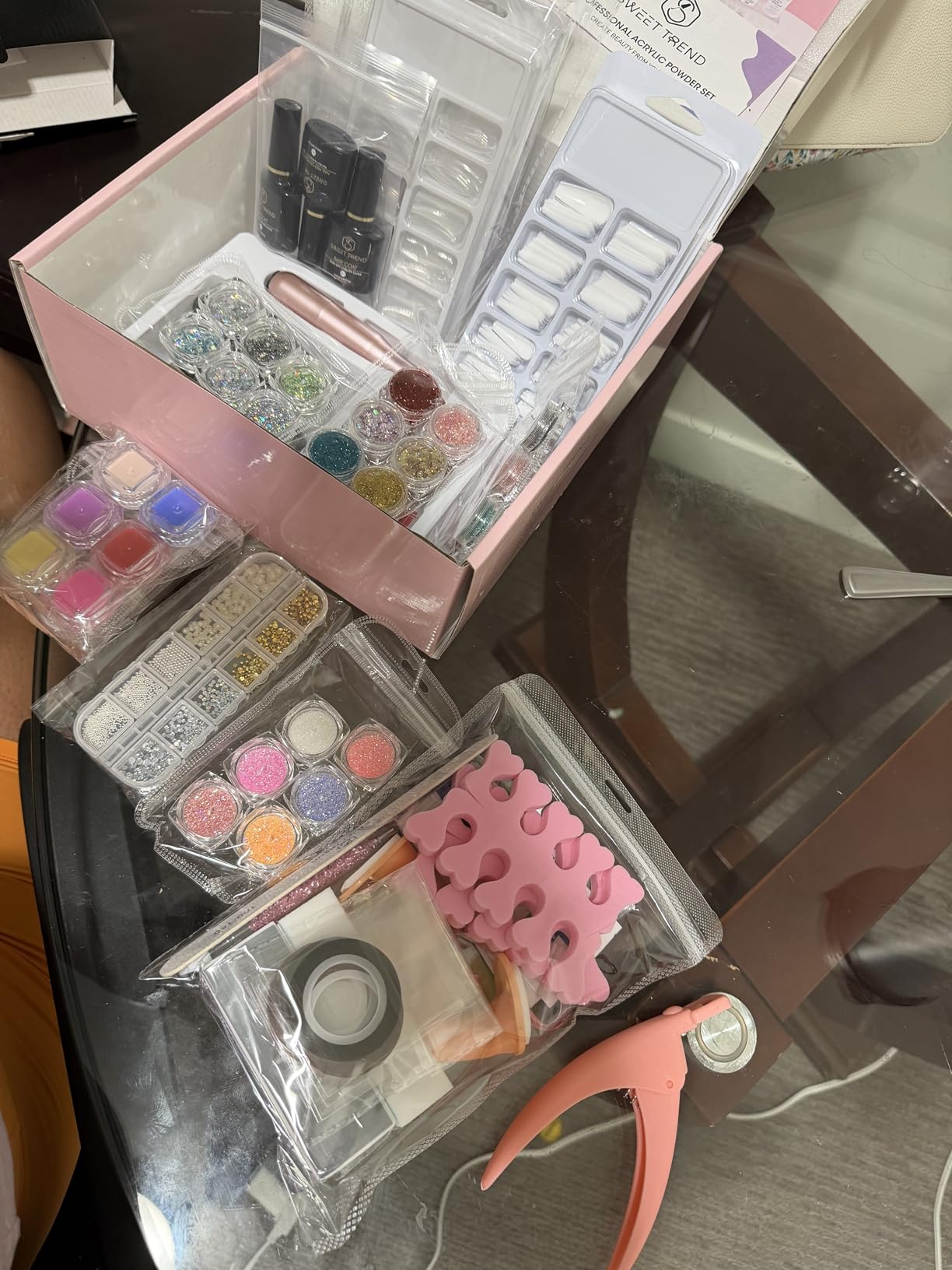 Acrylic Nail Kit with Everything: Beginners Set with Drill - Professional Acrylic Powder Glitter Monomer False Tips Top Base Coat Starter Kit - Full Decorations Nail Supplies for Nail Extensions Gift customer photo 2