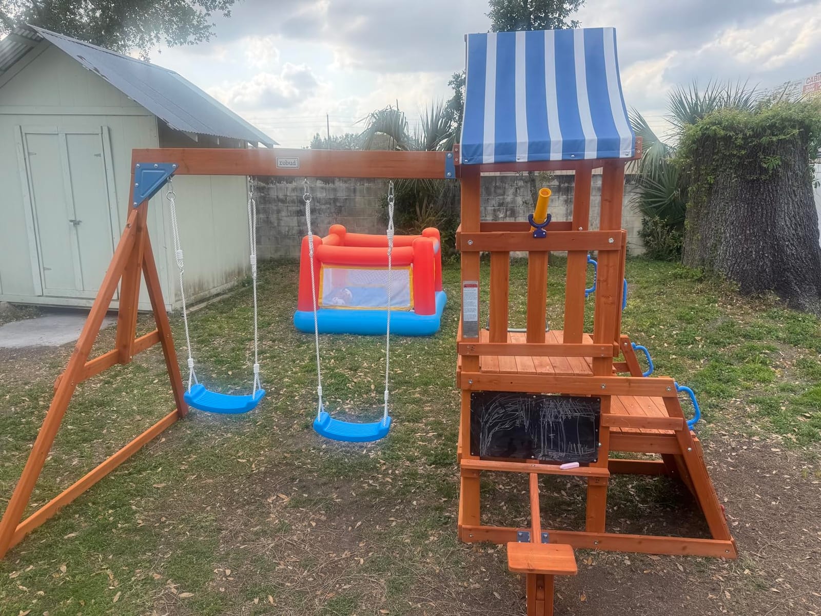 ROBUD Swing Sets for Backyard, Wooden Swing Set customer photo 1