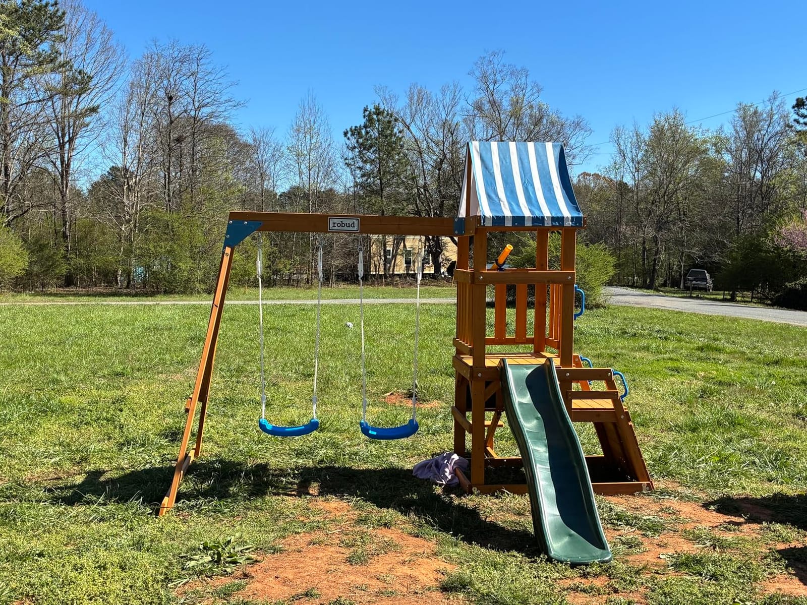 ROBUD Swing Sets for Backyard, Wooden Swing Set customer photo 2