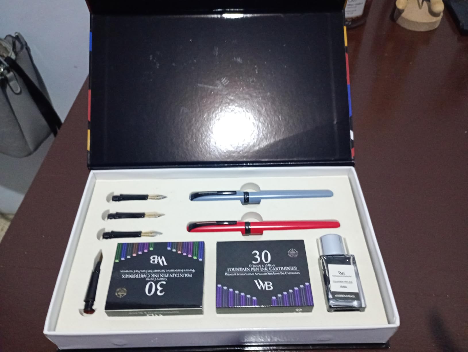 Wordsworth & Black Fountain Pen Set for Beginners, Calligraphy Kit, Black | Brush Pen + 5 Nibs, 60 Ink Cartridges + Ink Bottle, Converter, Writing & Journaling, Gift for Men & Women, Refillable customer photo 1