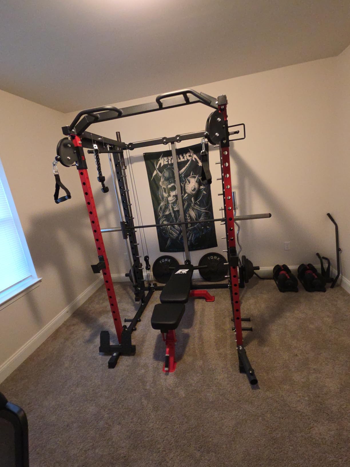 S1-V4 Smith Machine, 2000LBS Power Cage with Cable Crossover System, All-in-One Squat Rack with Smith Bar, Strength Training Equipment for Home Gym customer photo 1