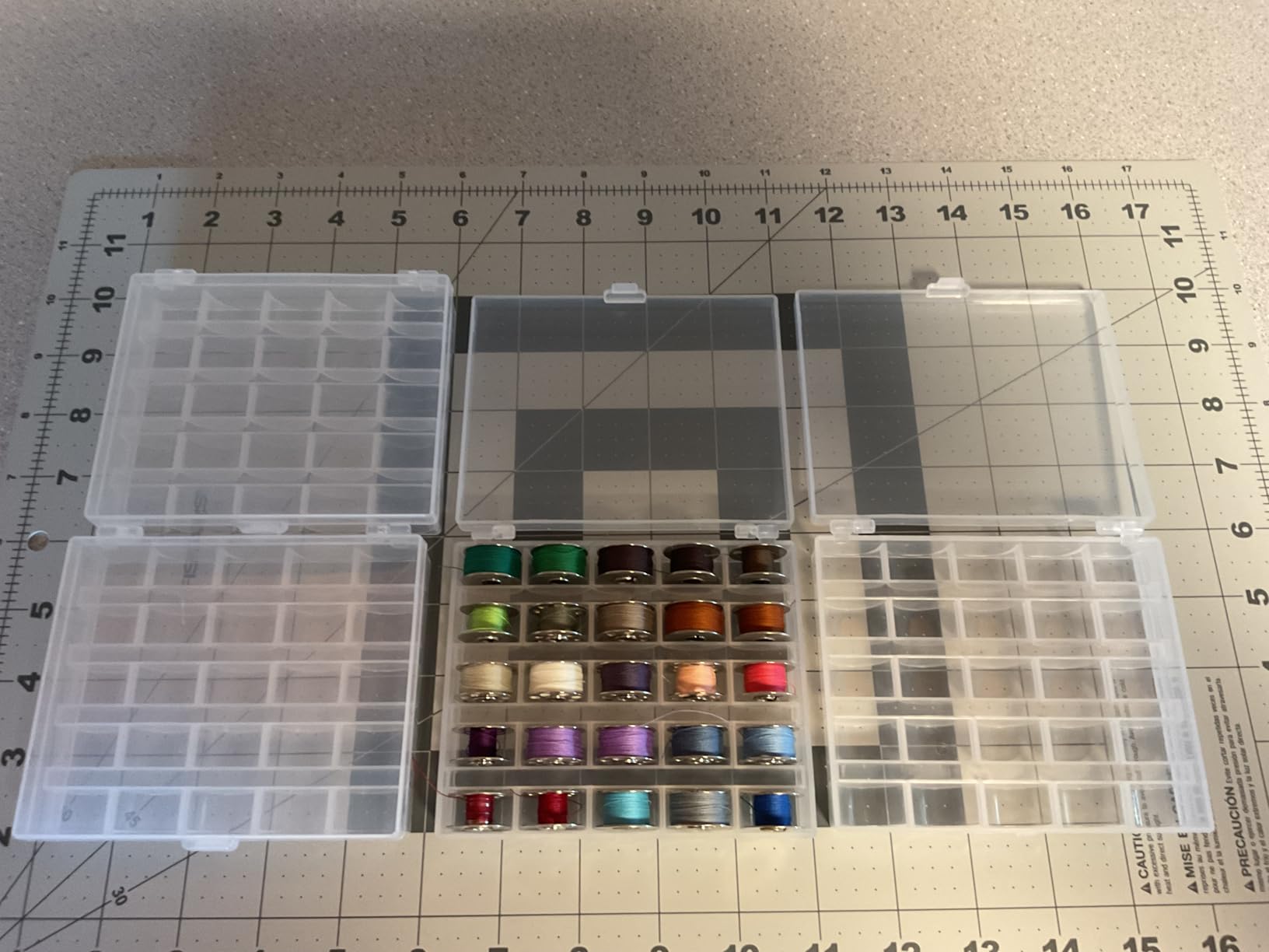 Opret Bobbin Organizer 25 Slots 4 Pack for Sewing Supplies | Bobbin Case, Empty Spools Box, Compatible with Class 15 & SA156 Bobbins, Plastic, Transparent customer photo 2