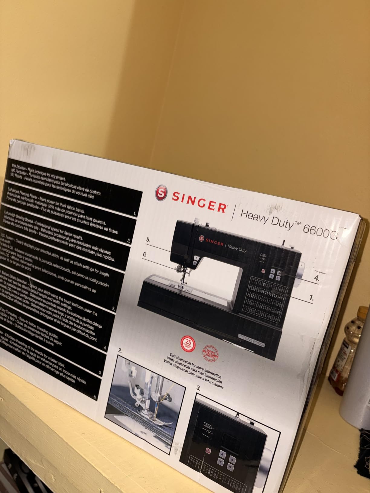 SINGER Heavy Duty 6600C Sterling Computerized Sewing Machine with Accessory Kit, 100 Built-In Stitches, 60% More Power, 1100 Stitches/Min, Metal Frame, 6 One-Step Buttonhole customer photo 1