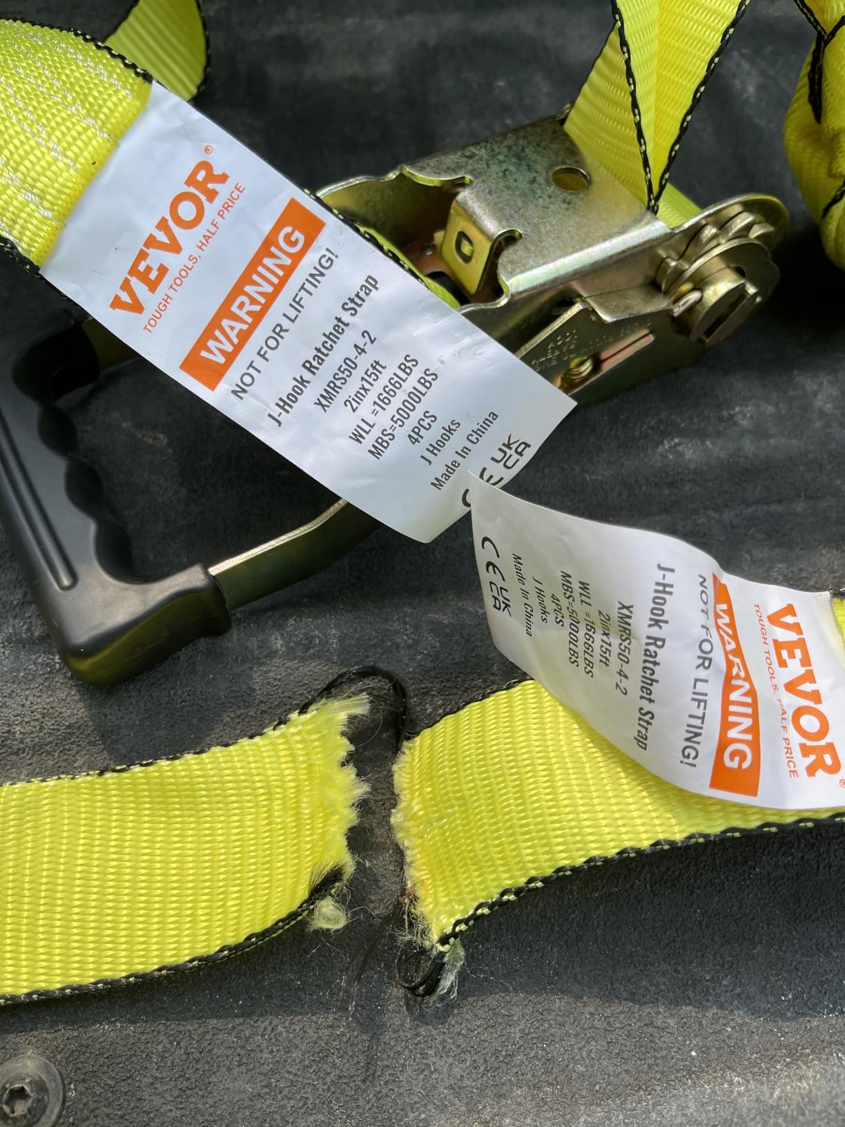 VEVOR Ratchet Tie Down Straps (4-Pack), 10000 lb Break Strength, Heavy Duty Double J Hooks, 2