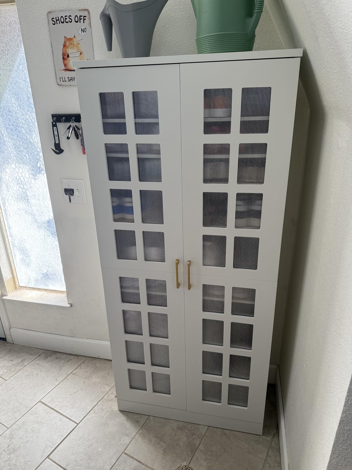 Tribesigns Tall Shoe Cabinet with Doors, 8-Tier Modern Shoe Storage Cabinet customer photo 2