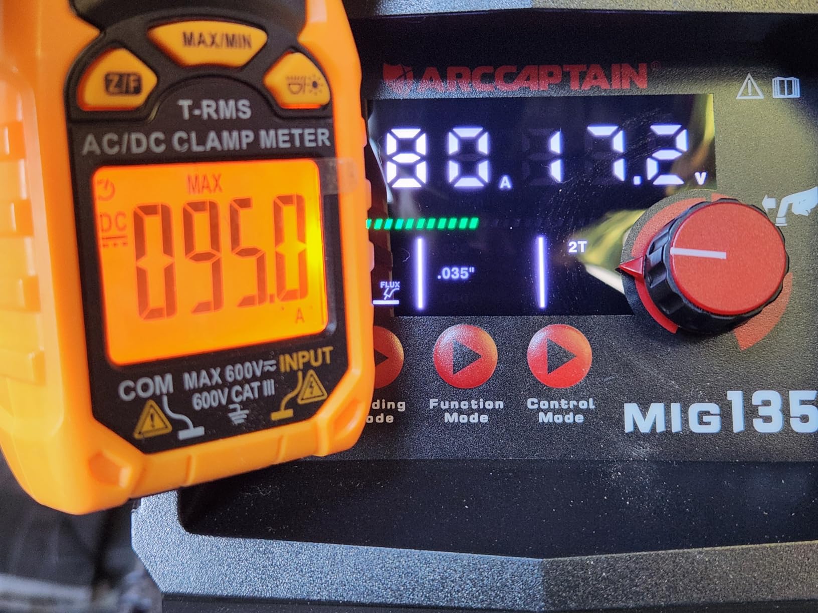ARCCAPTAIN 135A Flux Core MIG Welder 110V 3-in-1 Gasless MIG Stick Lift TIG | Clear Dispaly, Beginner Friendly, Synergy Control, 2T 4T, Wire Feed Welder, Portable for Home Repair, DIY, Metalworking Tool customer photo 1