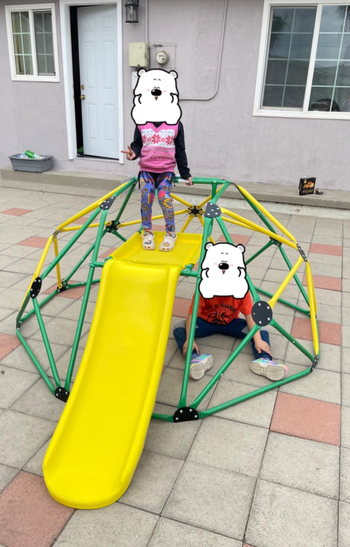 Olakids Climbing Dome with Slide, Kids Outdoor Jungle Gym Geometric Dome Climber, Steel Frame, 8FT Climb Structure Backyard Playground Center Equipment for Toddlers customer photo 1