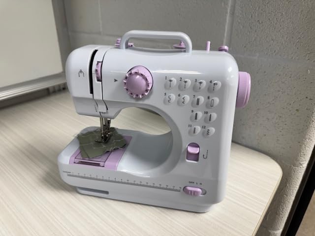 Sewing Machine for Beginners, Portable Mini Small Sewing Machine with 50 Pcs Fabric and 32 Pcs Sewing Threads Kit, 12 Built-in Stitches 2 Speed with Foot Pedal customer photo 1
