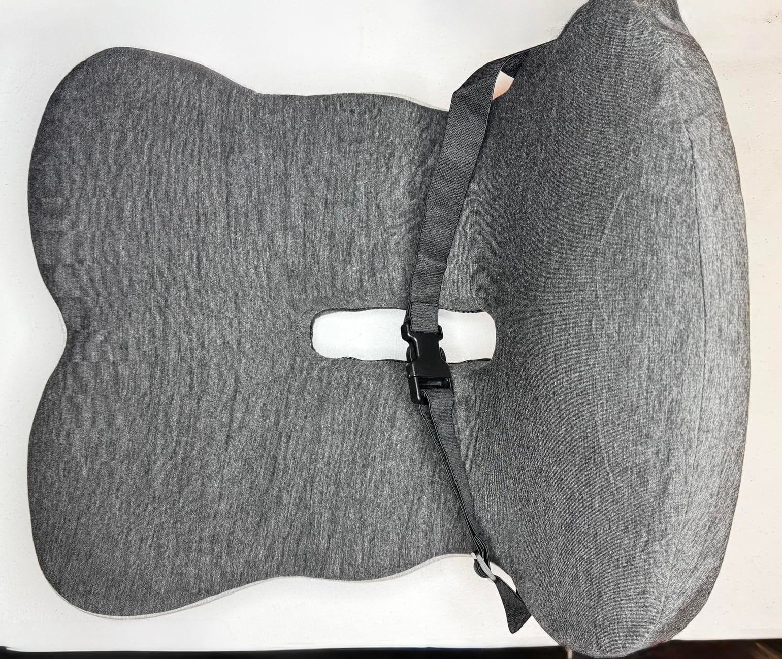 MYFAMIREA Truck Seat Cushion, Memory Foam Trucker Seat Cushion for Truck Driver Long Sitting with Adjustable Strap, Back Support and Pain Relief for Trucker Driving Office Chair and Pain, Dark Gray customer photo 1