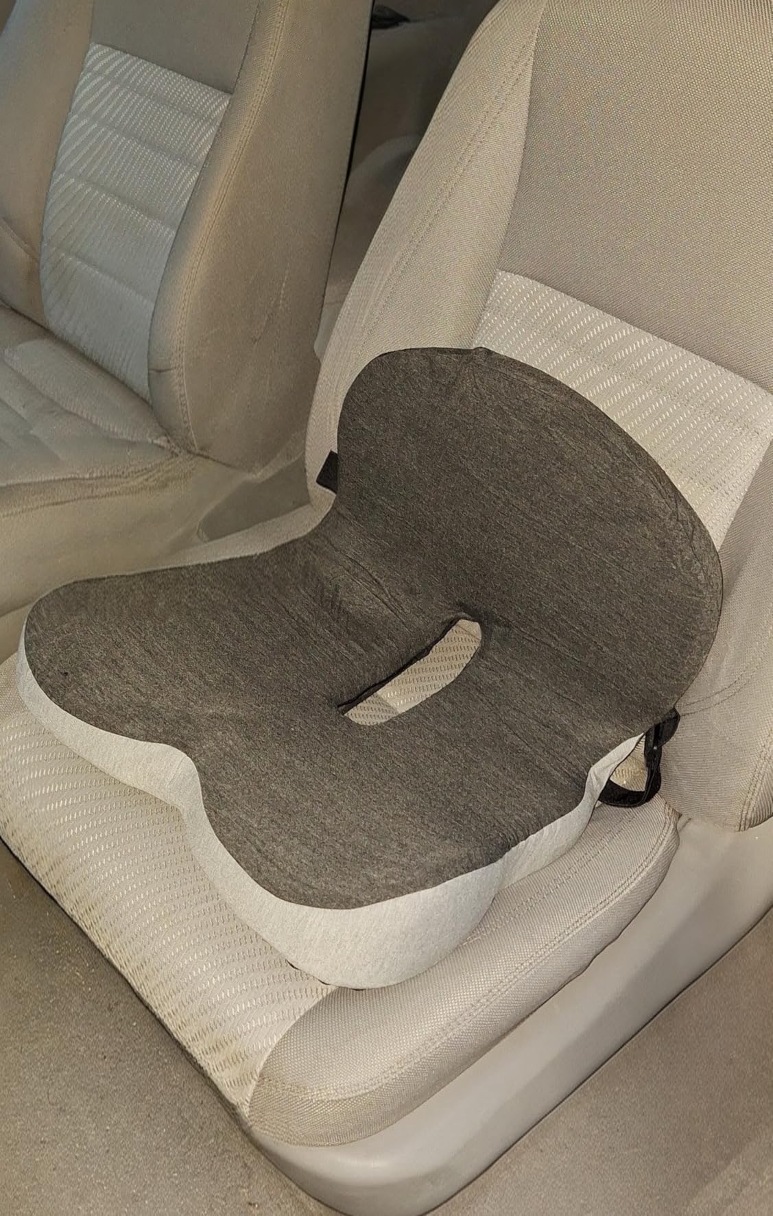 MYFAMIREA Truck Seat Cushion, Memory Foam Trucker Seat Cushion for Truck Driver Long Sitting with Adjustable Strap, Back Support and Pain Relief for Trucker Driving Office Chair and Pain, Dark Gray customer photo 2
